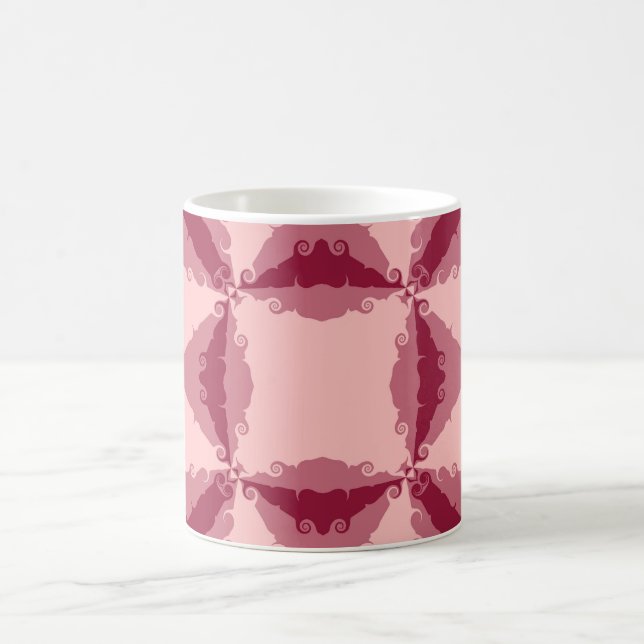 Taza De Café Resumen de Art Deco Pink Floral Swirl Retro (Centro)