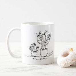 Taza De Café Resumen de arte en línea de Cacti con texto person