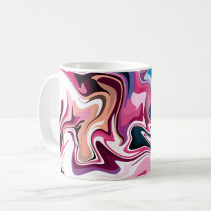 Taza De Café Resumen de arte fluido de remojo en rosa, blanco y