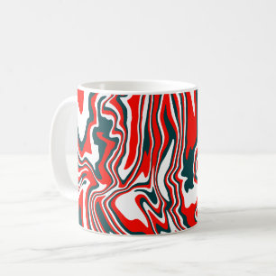 Taza De Café Resumen de arte fluido en rojo, negro y blanco