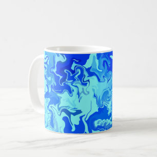 Taza De Café Resumen de arte ligero y fluido azul oscuro
