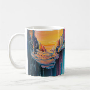 Taza De Café Resumen de arte Mug, Paisaje Colorido Mug, Único