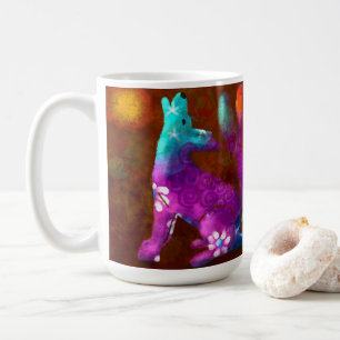 Taza De Café Resumen de Coyote Arte Saguaro Cactus Deert Brown