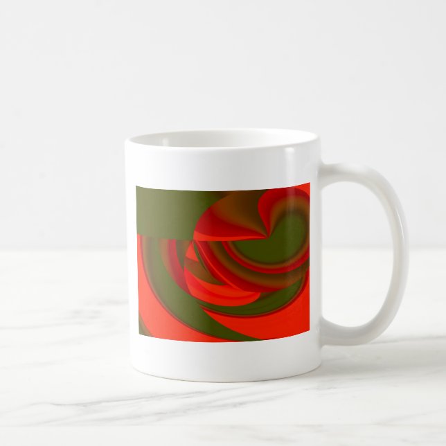 Taza De Café Resumen de Cubist Rojo y Verde (Derecha)