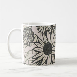 Taza De Café Resumen de dibujo de líneas de arte floral