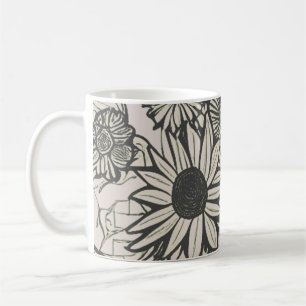 Taza De Café Resumen de dibujo de líneas de arte floral