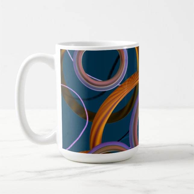 Taza De Café Resumen de diseño azul y Naranja (Izquierda)