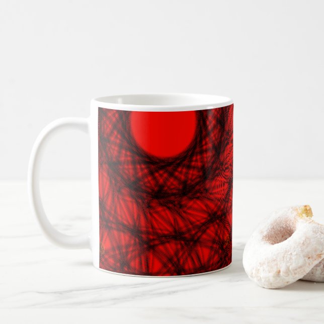 Taza De Café Resumen de diseño de sol rojo (Con donut)