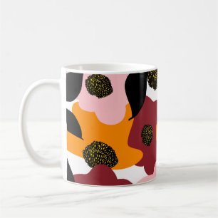 Taza De Café Resumen de doodles coloridos flores y hojas atrás