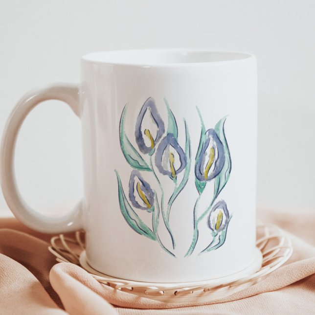 Taza De Café Resumen de elegancia: acuarela púrpura Calla Lilie (Subido por el creador)