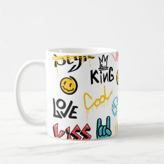 Taza De Café Resumen de elementos de letras de graffiti calleje