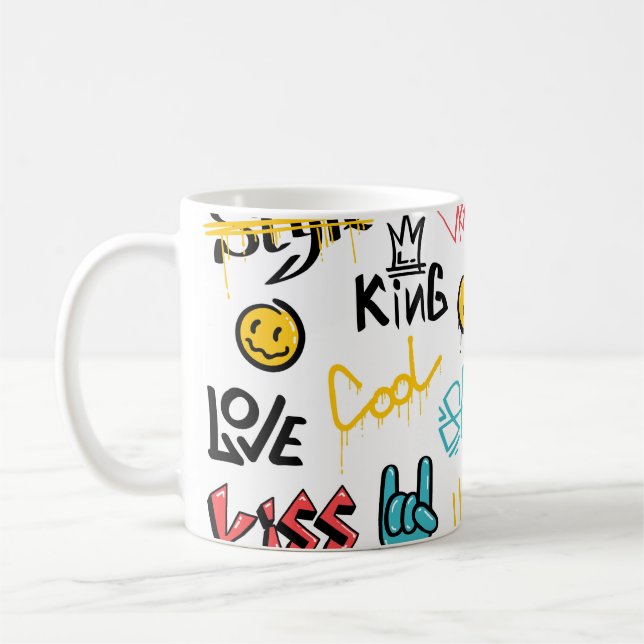Taza De Café Resumen de elementos de letras de graffiti calleje (Izquierda)