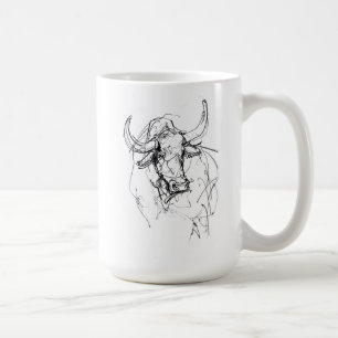 Taza De Café Resumen de esbozo de retrato de toros