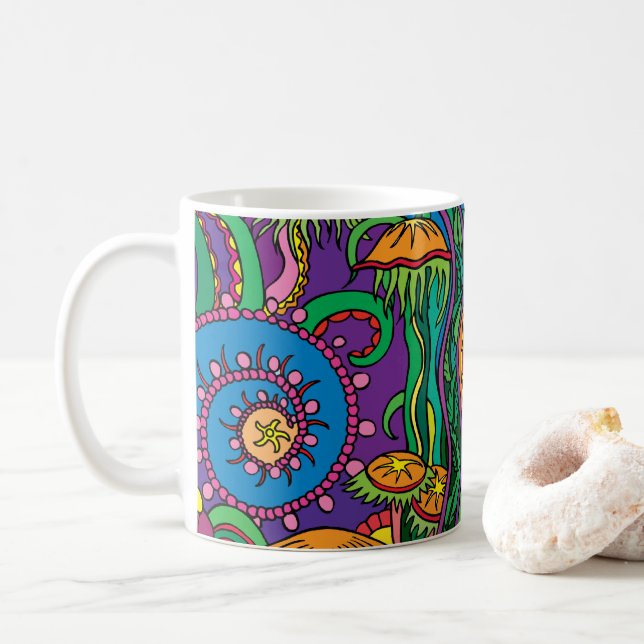 Taza De Café Resumen De Estilo Art Decó Colorido | (Con donut)