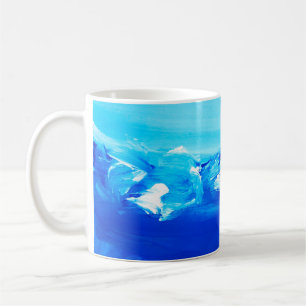 Taza De Café Resumen de fondo de pintura azul. Arte moderno.