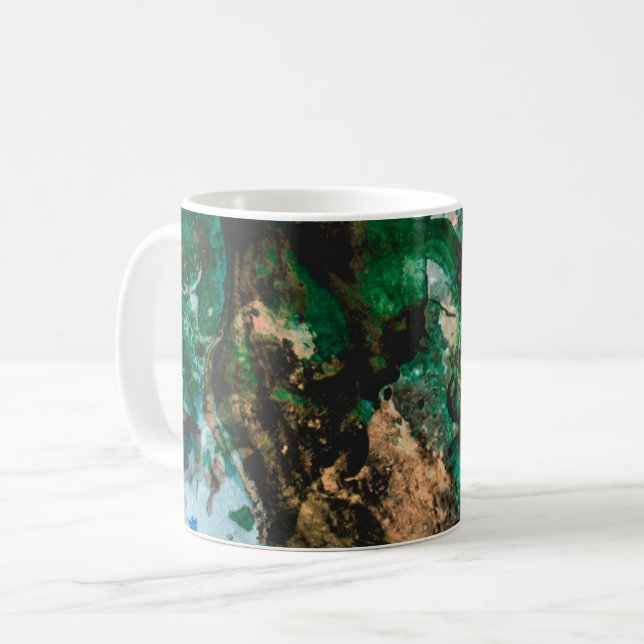 Taza De Café Resumen de Geode de Cristal Verde Moss Agate (Anverso izquierdo)