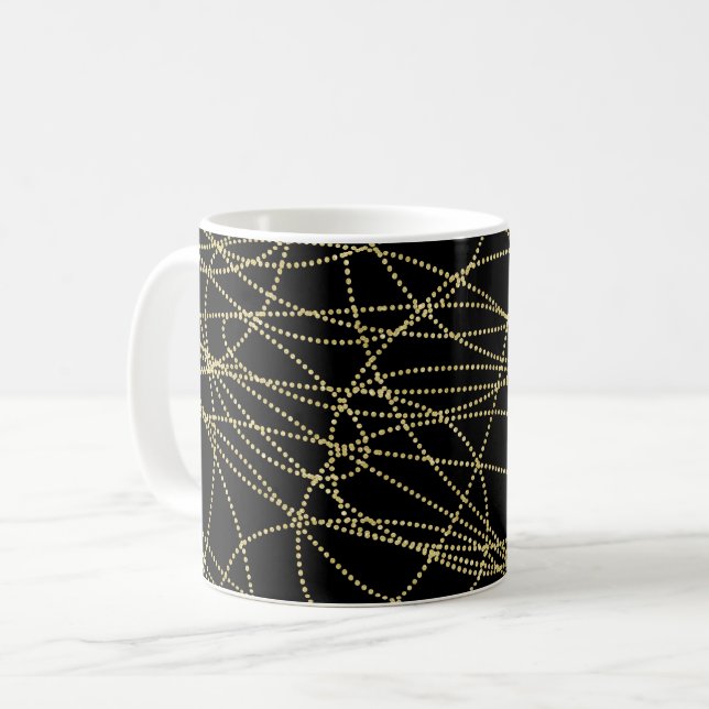 Taza De Café Resumen de Glitzy del Oro Negro (Anverso izquierdo)