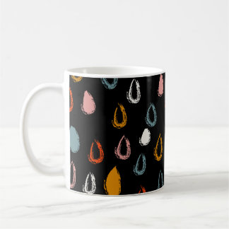 Taza De Café Resumen de gotas de lluvia boho, garabatos tribale