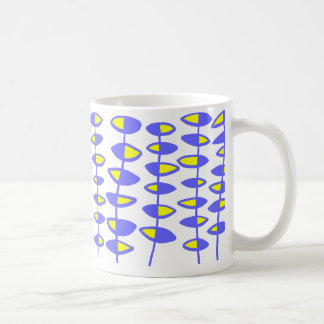 Taza De Café Resumen de hojas alternativas - azul y amarillo