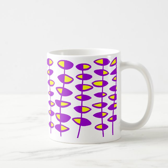 Taza De Café Resumen de hojas alternativas - morado y amarillo (Derecha)