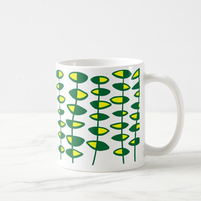 Taza De Café Resumen de hojas alternativas - verde y amarillo (Derecha)