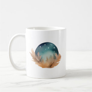 Taza De Café Resumen de la acuarela del nido celeste