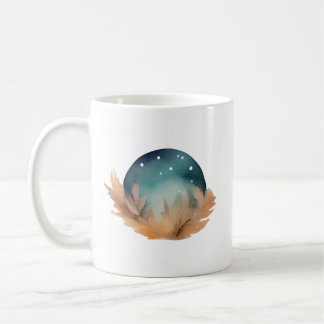 Taza De Café Resumen de la acuarela del nido celeste