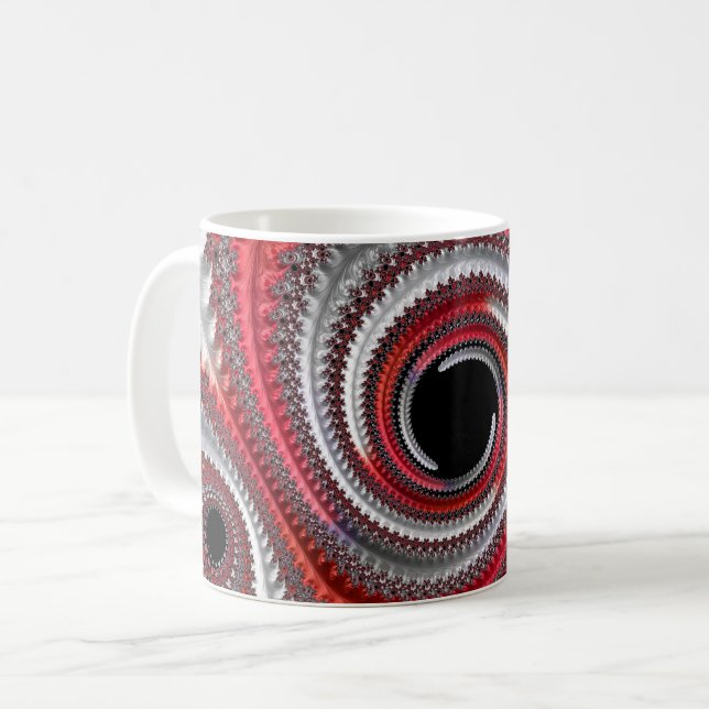 Taza De Café Resumen de la espiral de gradiente rojo y negro (Anverso izquierdo)