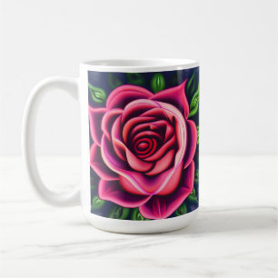 Taza De Café Resumen de la flor rosa rosada romántica