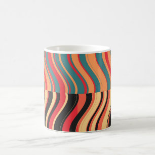 Taza De Café Resumen de la ola de color Art Retro 2