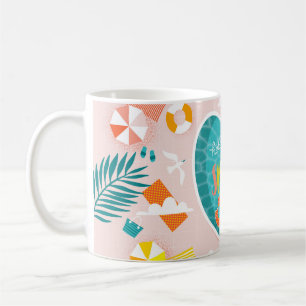 Taza De Café Resumen de la piscina de playa ilustracion de vera