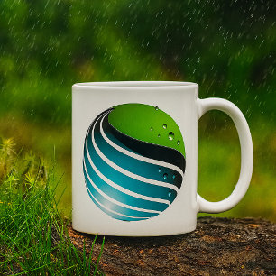 Taza De Café Resumen de la Tierra Moderna del Globo Verde y Azu