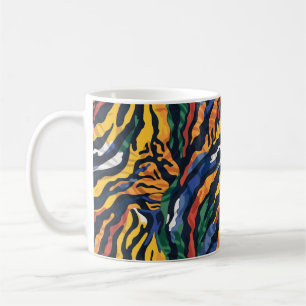 Taza De Café Resumen de las franjas de tigre coloridas