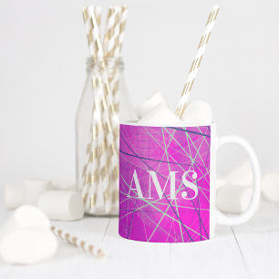 Taza De Café Resumen de líneas de red rosadas