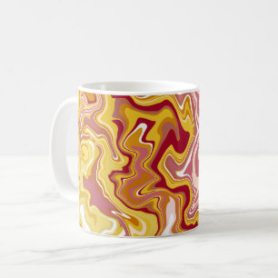 Taza De Café Resumen de los movimientos en rojo, amarillo, rosa