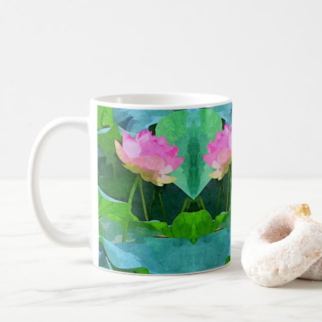 Taza De Café Resumen de Mug Pink Lotus (Con donut)