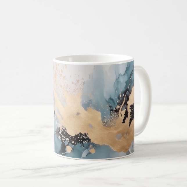 Taza De Café Resumen de oro y azul (Anverso derecho)