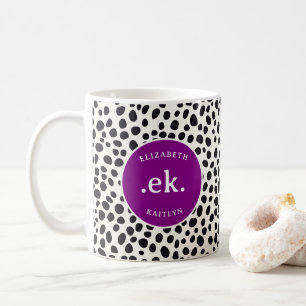 Taza De Café Resumen de perros dálmatas Patrón Monograma púrpur
