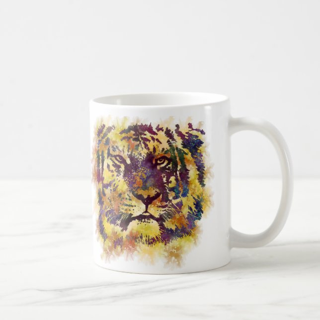 Taza De Café Resumen de pintura de leones (Derecha)