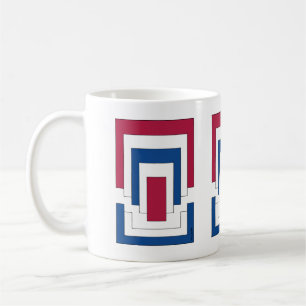 Taza De Café Resumen de Rectángulo en rojo, blanco y azul