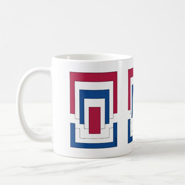 Taza De Café Resumen de Rectángulo en rojo, blanco y azul (Izquierda)
