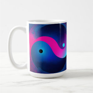 Taza De Café Resumen de serenidad: Yin Yang en rosa y azul