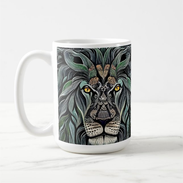 Taza De Café Resumen de Shabby Chic King Lion (Izquierda)