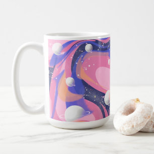 Taza De Café Resumen De Swirl En El Espacio Ultraterrestre Rosa