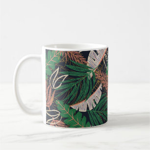 Taza De Café Resumen de un patrón sin fisuras con hojas tropica