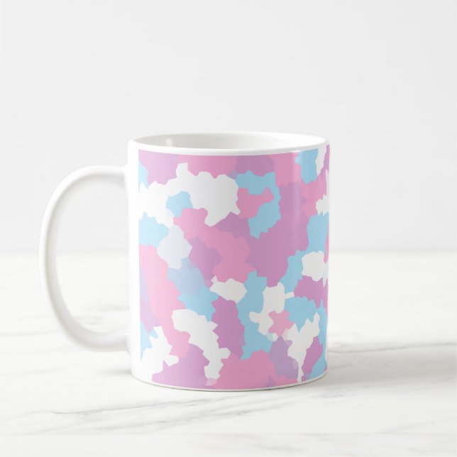 Taza De Café Resumen del Camo Blanco Azul Rosa (Izquierda)