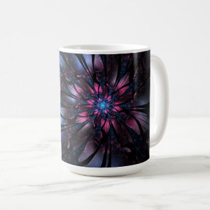 Taza De Café Resumen del diseño de flor fractal.
