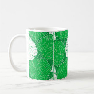Taza De Café Resumen del diseño de pintura de hojas tropicales