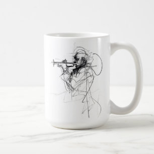 Taza De Café Resumen del esbozo del jugador de trompeta