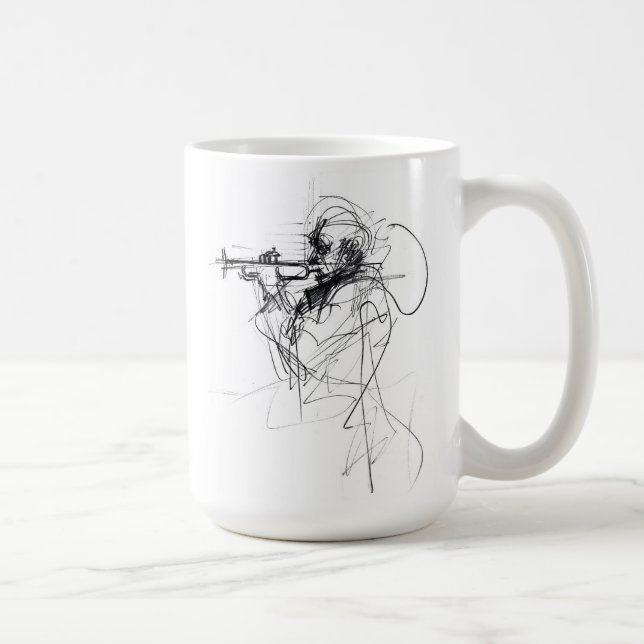 Taza De Café Resumen del esbozo del jugador de trompeta (Derecha)